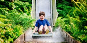 Child going down waterslide