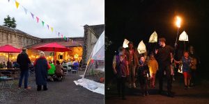 Split image of festival at night