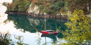 Red boat in the lough