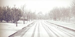 Snowy road in winter season