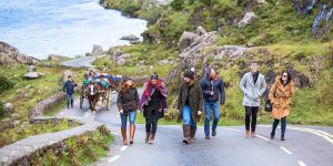 People walking up a Killarney trail