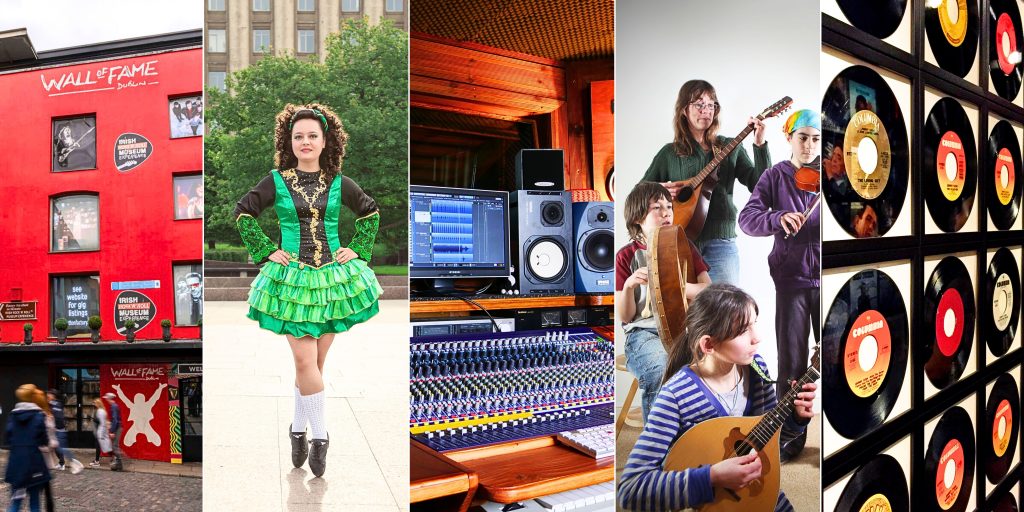 Collage of music-related images