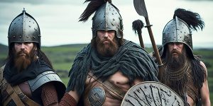 Three warriors in armour