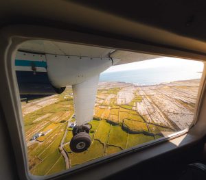 Plane flying over aran islands