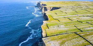Aerial view over the cliffs edge