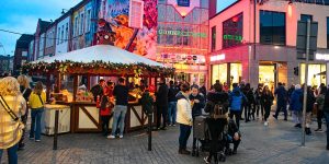 Busy market stall in Waterford outside Dunnes
