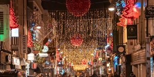 Christmas lights along Cork street