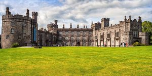Kilkenny Castle grounds on cloudy day