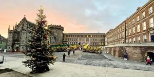Snowy grounds of Dublin Castle