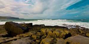Rocky landscape and ocean